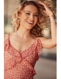 Summer dress with polka dots, dirty pink PR3212 - Online store - Boutique